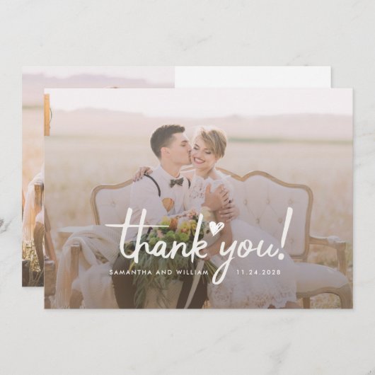 Photo moderne manuscrite Mariage Merci (Devant / Derrière)