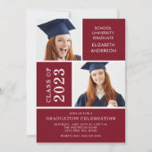 Photo moderne Maroon Graduation Invitation (Devant)