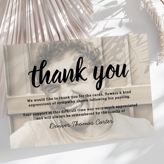 Photo moderne Merci funéraire Carte de sympathie
