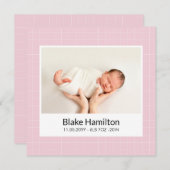 Photo moderne Motif rose Faire-part de naissance b (Devant / Derrière)