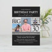 Photo moderne noir et blanc Invitation d'anniversa (Debout devant)