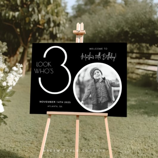 Photo moderne noire Affiche de bienvenue d'anniver