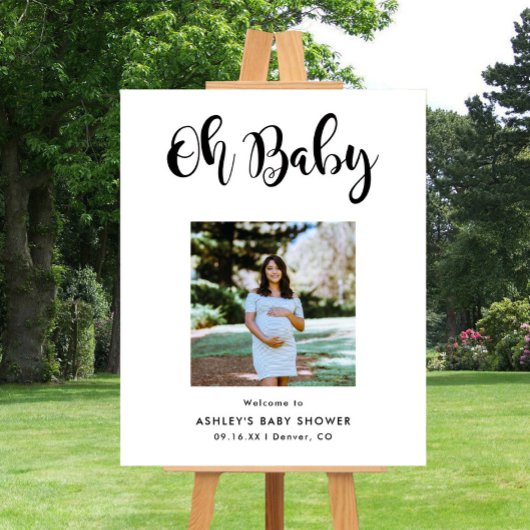 Photo moderne Oh Baby shower Affiche de bienvenue