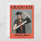Photo moderne Orange Graduation Faire-part (Devant)