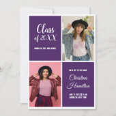 Photo moderne Purple Graduation Invitation (Devant)
