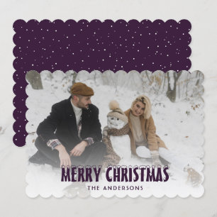 Photo moderne Purple Neige Joyeuse Carte de Noël