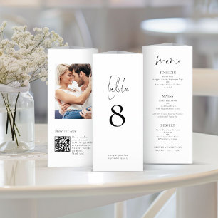 Photo moderne QR Triple Mariage Menu Numéro de tab