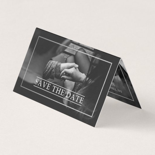 Photo Moderne Silver Foil Enregistrer la carte Dat (Devant)