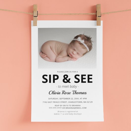 Photo Moderne Sip Et Voir Invitation De Fête