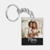 Photo Mom Established Date White Script on Black Sleutelhanger (Voorkant Links)
