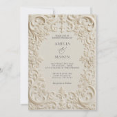 Photo Monogram Embossed Baroque Wedding Invitation (Dos)
