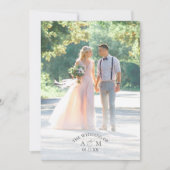 Photo Monogram Embossed Baroque Wedding Invitation Kaart (Voorkant)