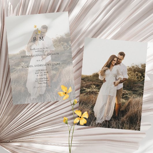 Photo Monogram Minimalist Wedding Kaart