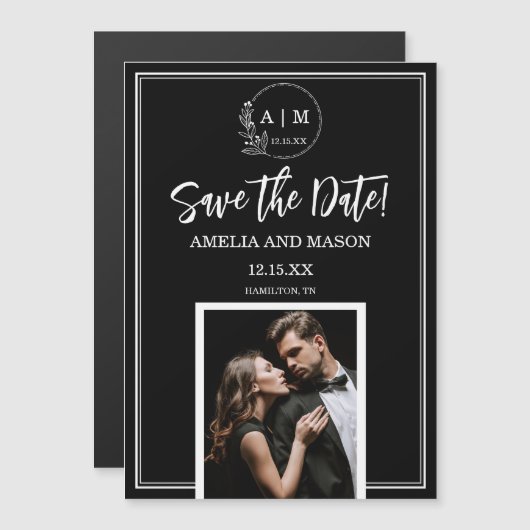 Photo Monogram Save the Date Magnet  (Devant / Derrière)