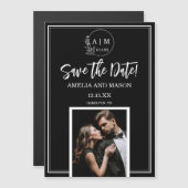 Photo Monogram Save the Date Magnet  Magnetische Uitnodiging (Voorkant / Achterkant)