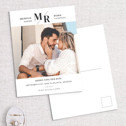 Photo Monogramme moderne Enregistrer la carte post