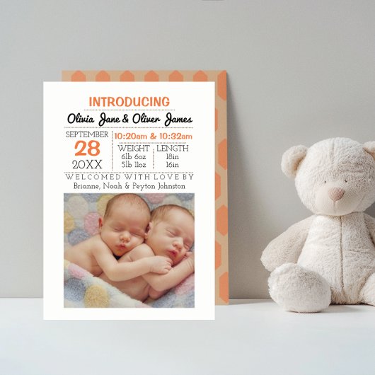 Photo Motif Peach Baby Faire-part