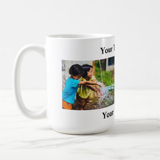Photo Mug and Text avec 2 Photos/2 Lignes (Gauche)