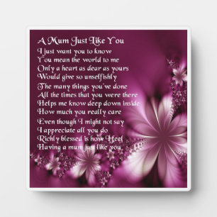 Photo Mum Poem Plaque - Fleurs Design