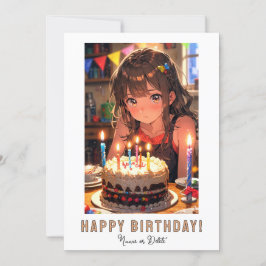 *PHOTO NAME Birthday Cake ANIME Young Girl  Kaart