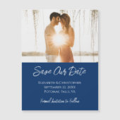 Photo Navy Blanc Mariage Save the Date Magnet (Devant)