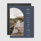 Photo Navy Blue Arch Enregistrer la date Carte mag (Devant / Derrière)
