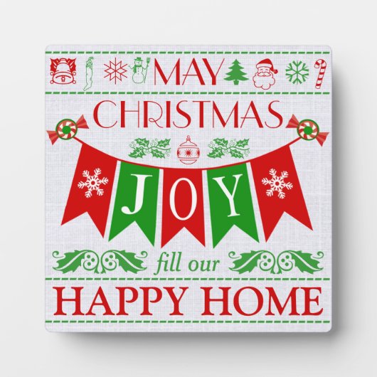 Photo Noël Joie Bannière Texte Art Afficher Plaque (Devant)