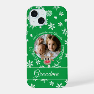 Photo Noël Vert Mignon Renne Écriture Blanche