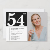 Photo noir et blanc 54e anniversaire Invitations (Devant)