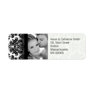 Photo noir et blanc Damask Étiquettes de adresse