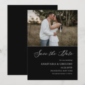 Photo Noir | Invitation Élégante de Mariage Enregi (Devant / Derrière)