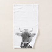 Photo noire et blanche de vache (Serviette à main)