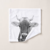 Photo noire et blanche de vache (Gant de toilette)
