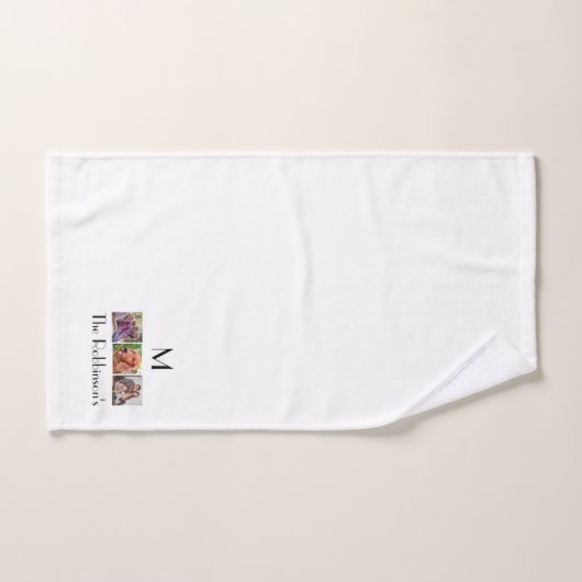 Photo nom de famille modèle initial bain à (Serviette à main)