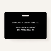 Photo, Nom, Logo, Badge (Dos)