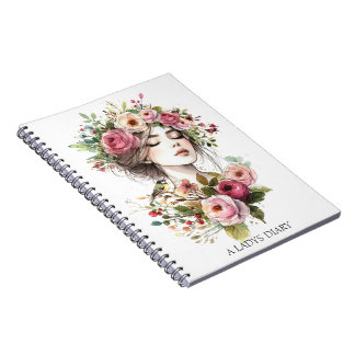 Photo Notebook Diary Women with Roses-Wreath Notitieboek