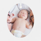 Photo on back 1st Christmas Baby Metalen Ornament (Achterkant)