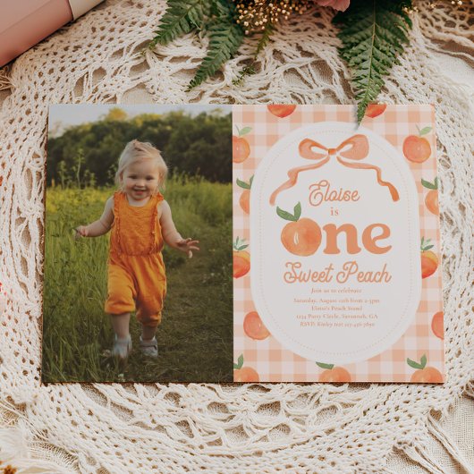 Photo One Sweet Peach Invitation Anniversaire