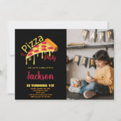 Photo Orange Black Red Pizza Invitations Anniversa (Devant)