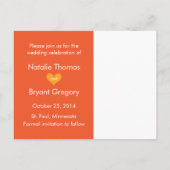 Photo Orange Heart Enregistrer la date Carte posta (Dos)