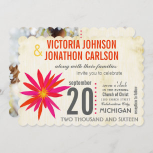 Photo Orange rose moderne Daisy Wedding Invitation