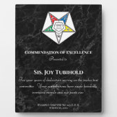 Photo Order of the Eastern Star Award Plaque (Devant)