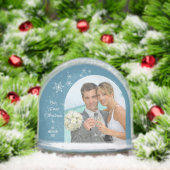 Photo Our First Christmas Elegant Script Newlywed Sneeuwbol (Kerstmis)