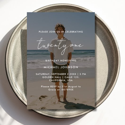 Photo Overlay 21e anniversaire Invitation Card ​