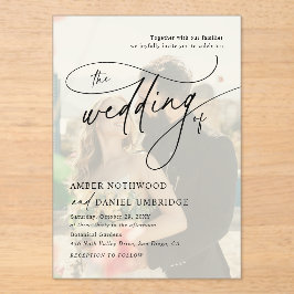 Photo Overlay Modern Elegant Calligraphy Wedding Acryl Uitnodigingen