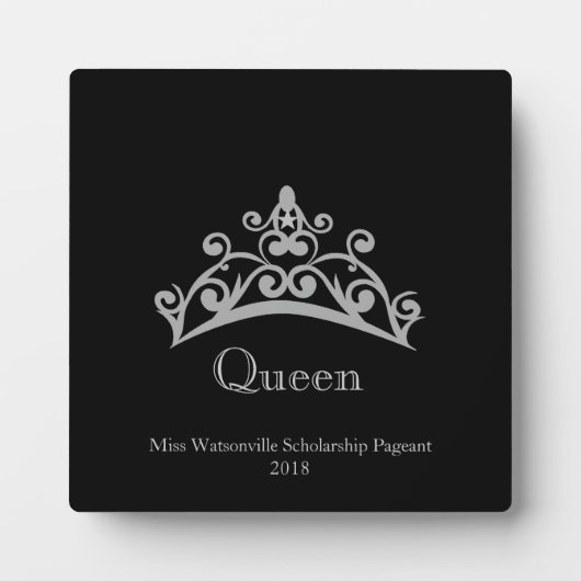 Photo Pageant Silver Tiara Crown Queen Plaque (Devant)