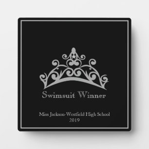 Photo Pageant Silver Tiara Crown Swimsuit Plaque