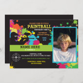 Photo Paintball Anniversaire Fête Invitation (Devant / Derrière)