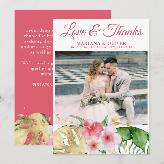 Photo Palm Tropical Feuille Floral Invitation (Devant / Derrière)