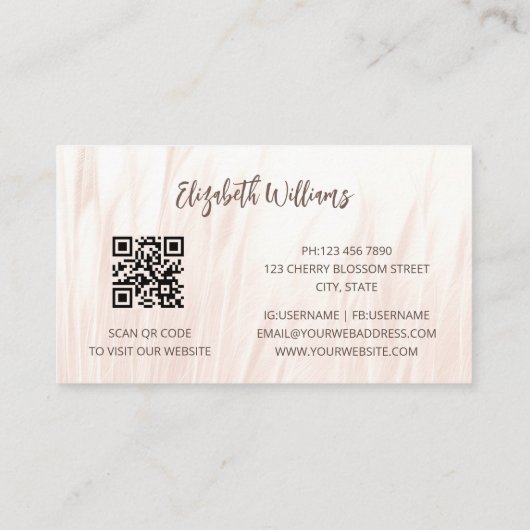 Photo Pampas Grass | Carte de visite de code QR (Dos)